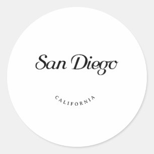 Sticker Rond San Diego California Black Font