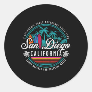 Sticker Rond San Diego California Sandy Beaches Bref Waves