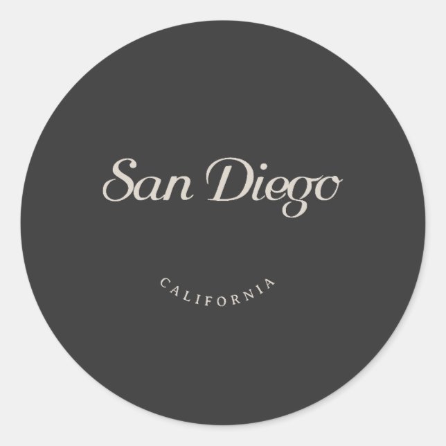 Sticker Rond San Diego California White Font (Devant)