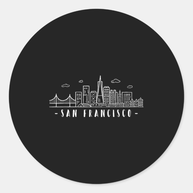 Sticker Rond San Francisco Amerika Kalifornien Skyline Golden g (Devant)