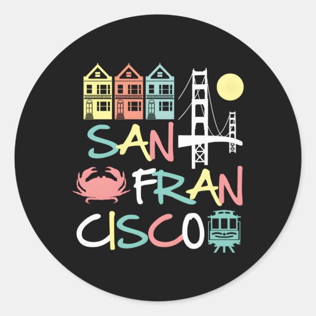 Sticker Rond San Francisco Bridge Sf Icons Californie Dark (Devant)