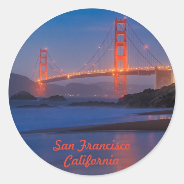 Sticker Rond San Francisco California Golden Gate Bridge (Devant)