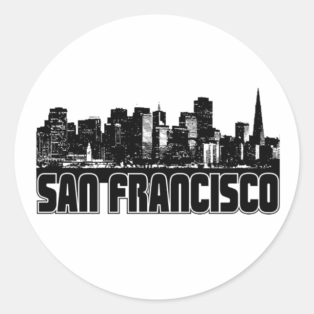 Sticker Rond San Francisco Skyline (Devant)