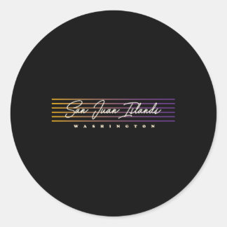 Sticker Rond San Juan Islands Nostalgic Style Washington