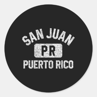 Sticker Rond San Juan Pr Porto Rico Style Gym Blanc Perdu