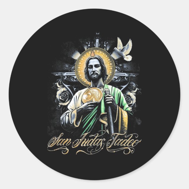 Sticker Rond San Judas Tadeo Religious Art Catholic Saints Desi (Devant)