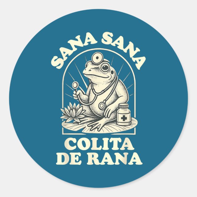 Sticker Rond Sana Sana Colita De Rana Cute Frog Design  (Devant)