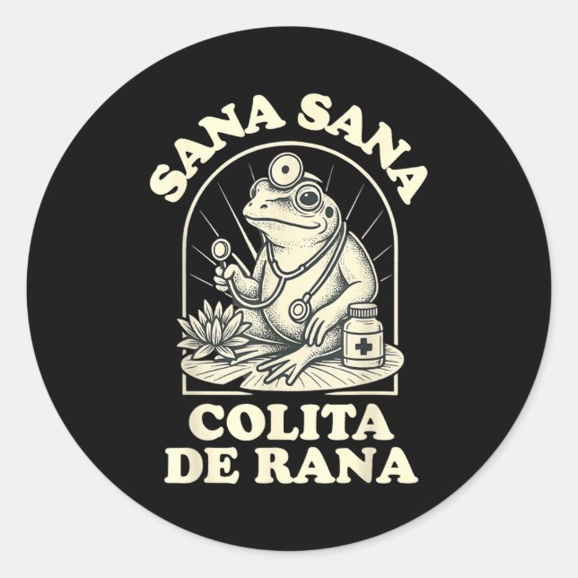 Sticker Rond Sana Sana Colita De Rana Cute Frog Design  (Devant)