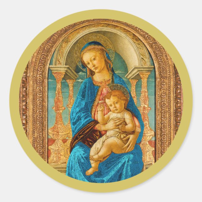 Sticker Rond Sandro Botticelli Madonna and Child c 1470 (Devant)