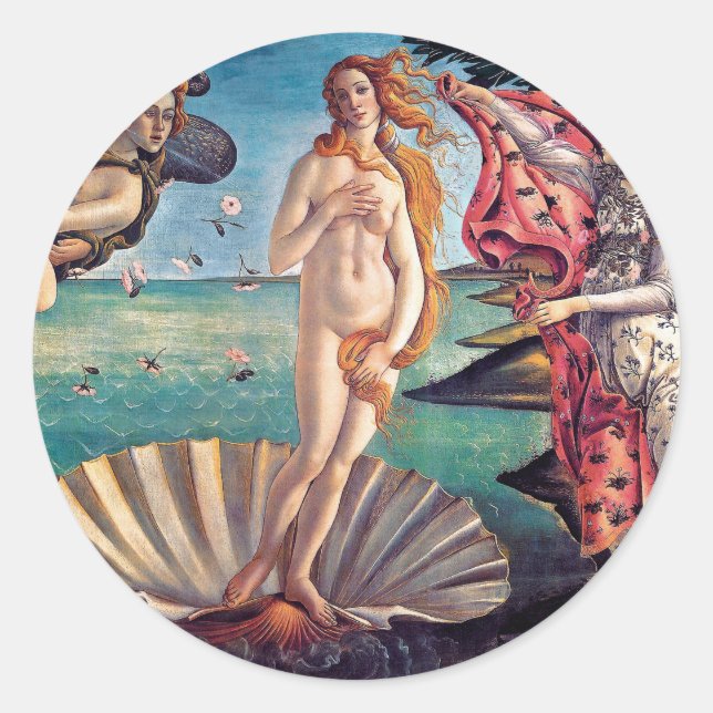 Sticker Rond Sandro Botticelli - Naissance de Vénus - Beaux-Art (Devant)