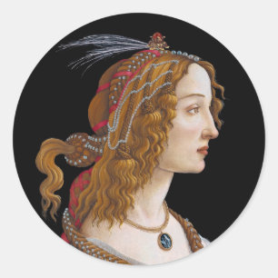 Sticker Rond Sandro Botticelli - Portrait de Simonetta Vespucci