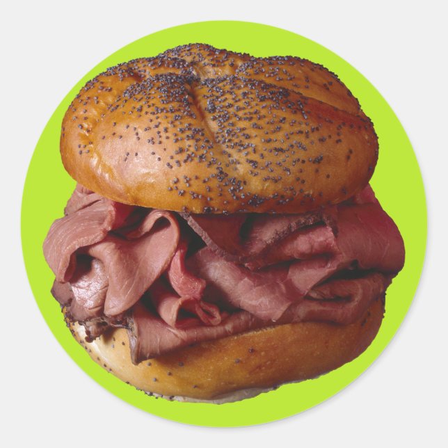 Sticker Rond Sandwich au boeuf rôti (Devant)