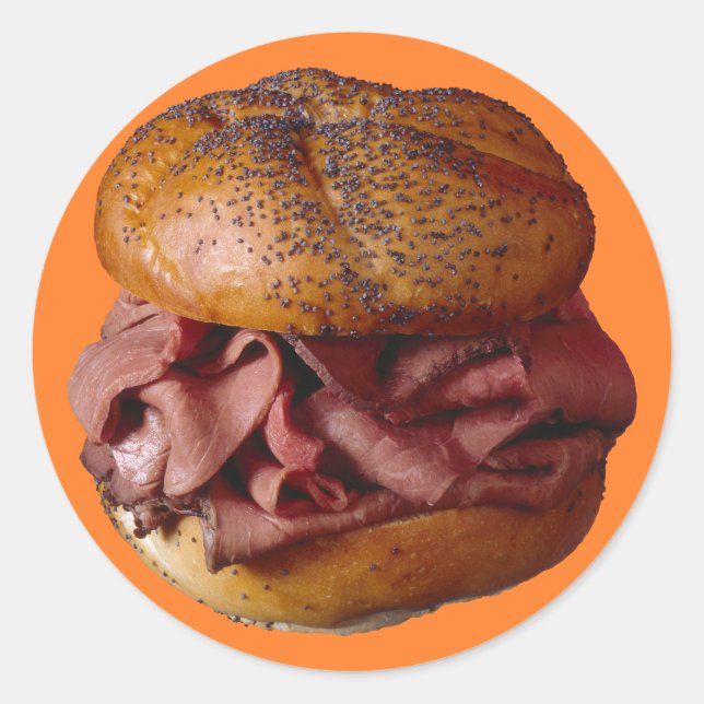 Sticker Rond Sandwich au boeuf rôti (Devant)