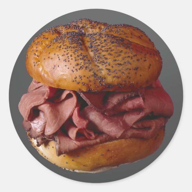 Sticker Rond Sandwich au boeuf rôti (Devant)