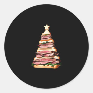Sticker Rond Sandwich au boeuf rôti arbre de Noël
