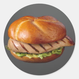 Sticker Rond Sandwich au sein de poulet