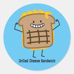 Sticker Rond Sandwich grillé heureux à fromage