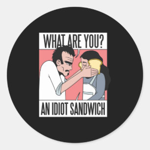 Sticker Rond Sandwich Idiot