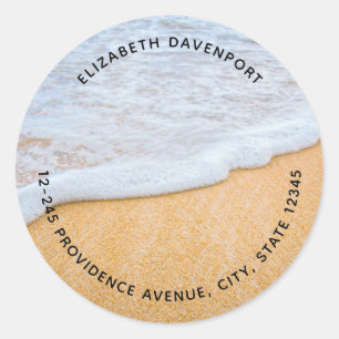 Sticker Rond Sandy Beach avec Surf en mousse Adresse