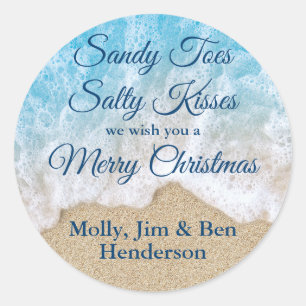Sticker Rond Sandy bleue botte le Joyeux Noël de baisers salé
