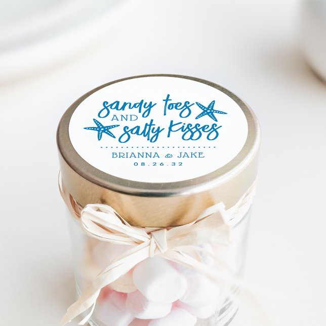 Sticker Rond Sandy Toes, Salty Kisses Destination Mariage Favor (Créateur téléchargé)