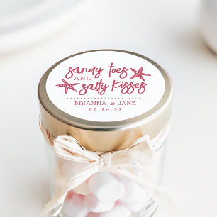 Sticker Rond Sandy Toes, Salty Kisses Destination Mariage Favor