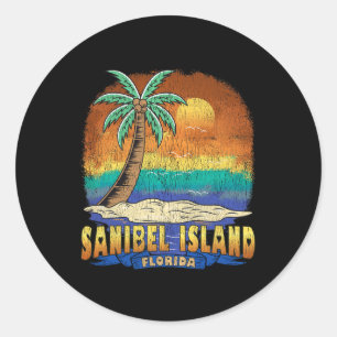 Sticker Rond Sanibel Island Floride Souvenir Vintage dénudé