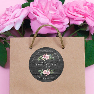 Sticker Rond Sanitizer de Fête des mariées en bois noir personn