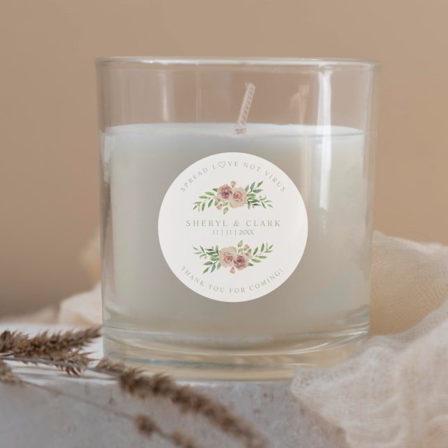 Sticker Rond Sanitizer Mariage personnalisé de couleur rose (Créateur téléchargé)