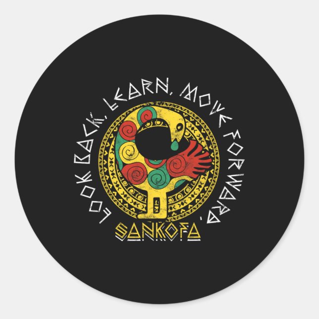 Sticker Rond Sankofa Mois de l'histoire des Noirs Adinkra Ghana (Devant)
