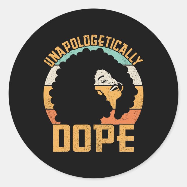Sticker Rond Sans excuses antidrogue Afro Lady Black Pride Afri (Devant)