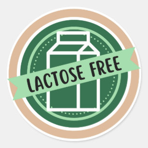 Sticker Rond Sans lactose, sans lait, intolérant au lactose