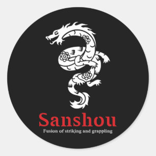 Sticker Rond Sanshou Dragon Sanda Boxe Chinoise Arts Martiaux _