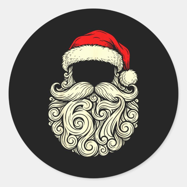 Sticker Rond Santa 67 Hidden In Beard Christmas  (Devant)