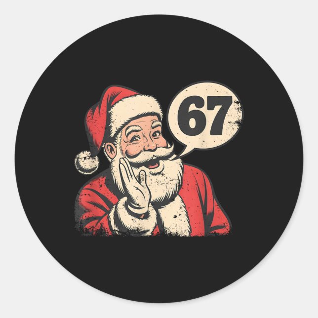 Sticker Rond Santa 67 Noël Six Sept Mème  (Devant)