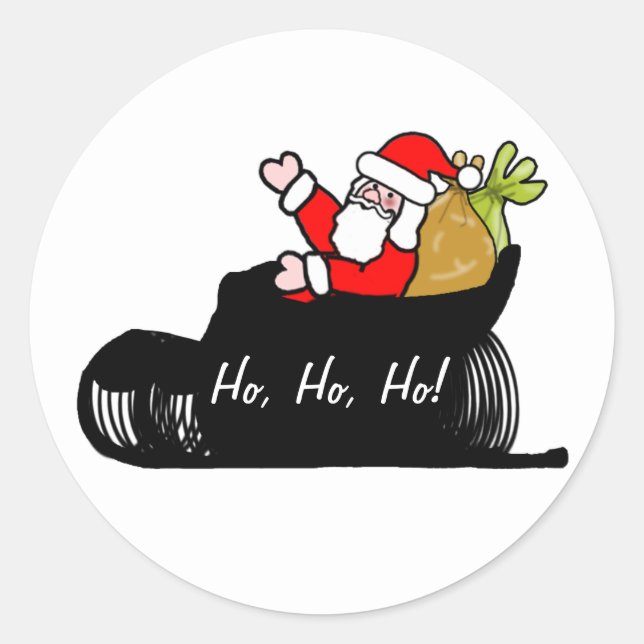 Sticker Rond Santa And Sleigh Christmas (Devant)