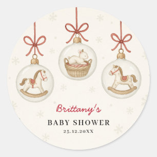 Sticker Rond Santa Baby Baby Shower