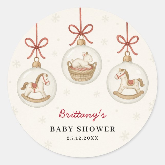 Sticker Rond Santa Baby Christmas Baby Shower  (Devant)