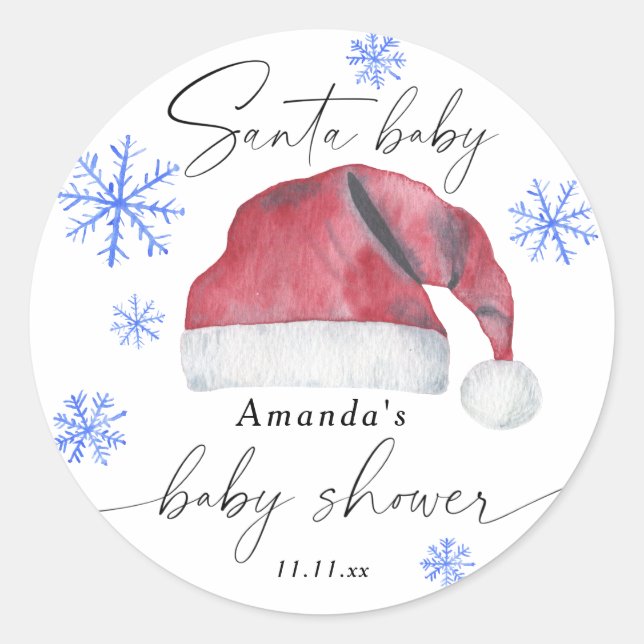 Sticker Rond Santa Baby - shower de bébé  (Devant)