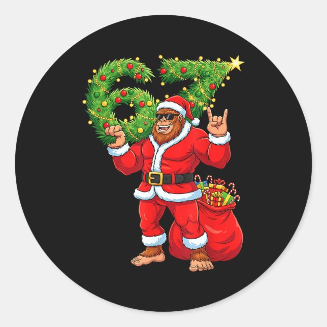 Sticker Rond Santa Bigfoot 67 Meme Six Seven 6 7 Funny Bigfoot  (Devant)