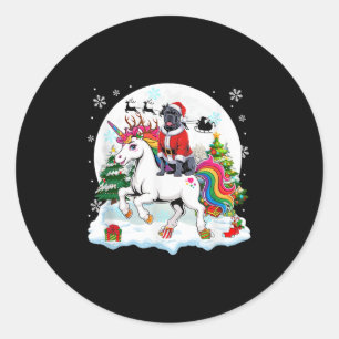 Sticker Rond Santa Cane Corso che monte une licorne rène de Noë