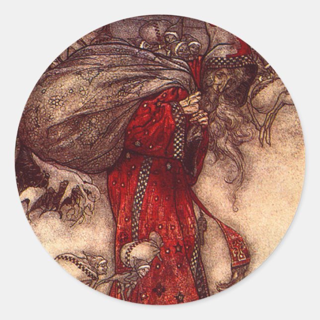 Sticker Rond Santa Claus Arthur Rackham (Devant)