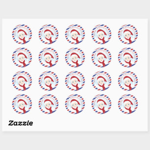 Sticker Rond Santa Claus bleu et rouge