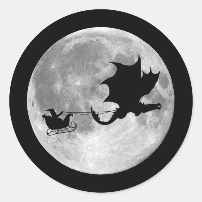 Sticker Rond Santa Claus Dragon Rider (Devant)