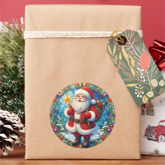 Sticker Rond Santa Claus en verre (vacances)