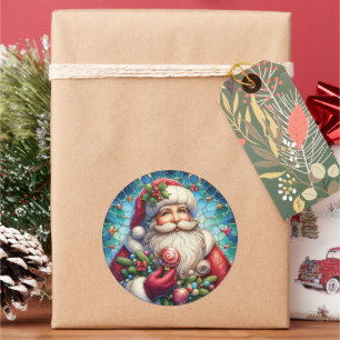 Sticker Rond Santa Claus en verre
