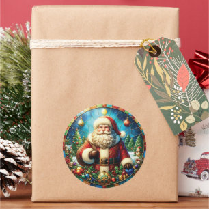 Sticker Rond Santa Claus en verre