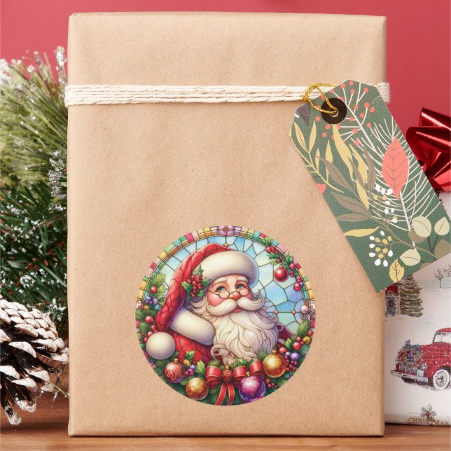 Sticker Rond Santa Claus en verre (vacances)