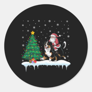 Sticker Rond Santa Claus équitation Bernese Mountain Dog Boys G