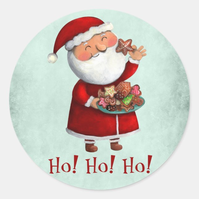 Sticker Rond Santa Claus et cookies (Devant)